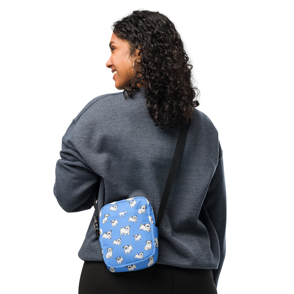 Blue Pug Crossbody Bag – Water Resistant Mini Purse With Adjustable Strap & Pockets