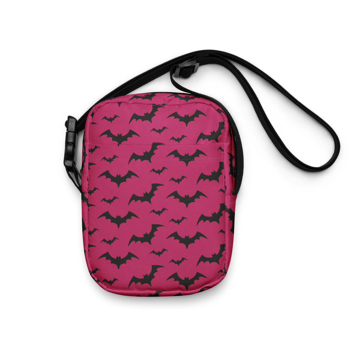 Girls Pink Bats Halloween Crossbody Bag – Water Resistant Mini Purse With Adjustable Strap & Pockets