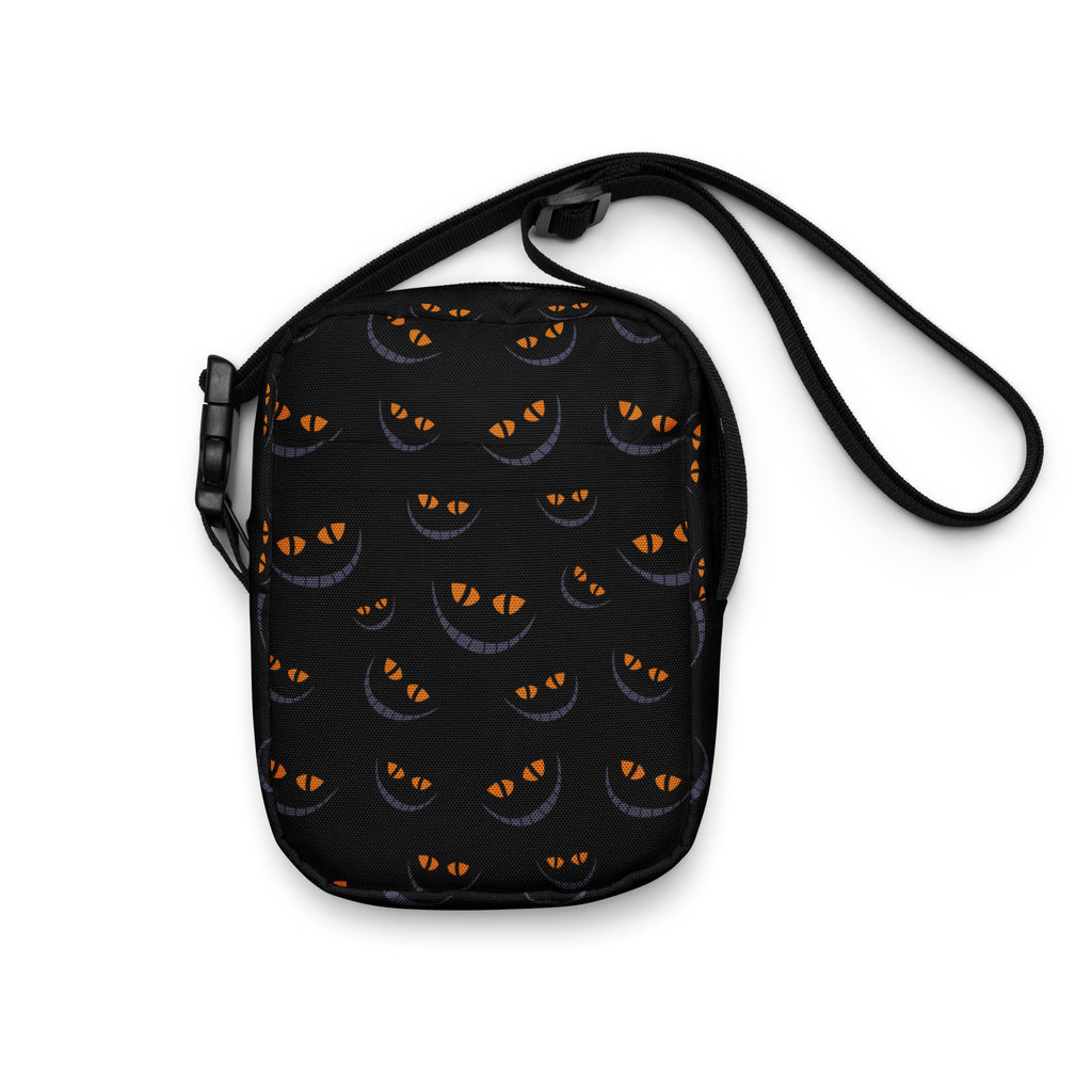 Spooky Black Cat Halloween Crossbody Bag – Water Resistant Mini Purse With Adjustable Strap & Pockets