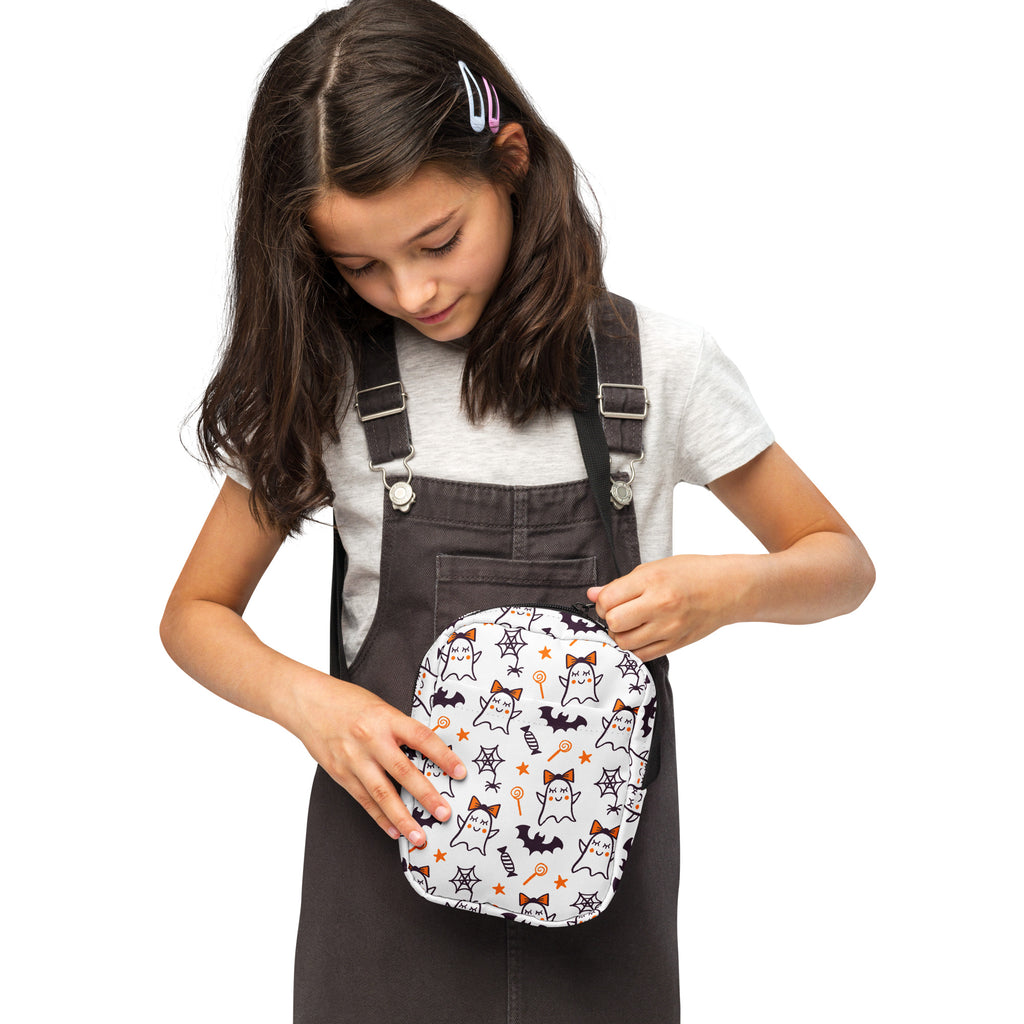 Girls Cute Ghost Halloween Crossbody Bag – Water Resistant Mini Purse With Adjustable Strap & Pockets