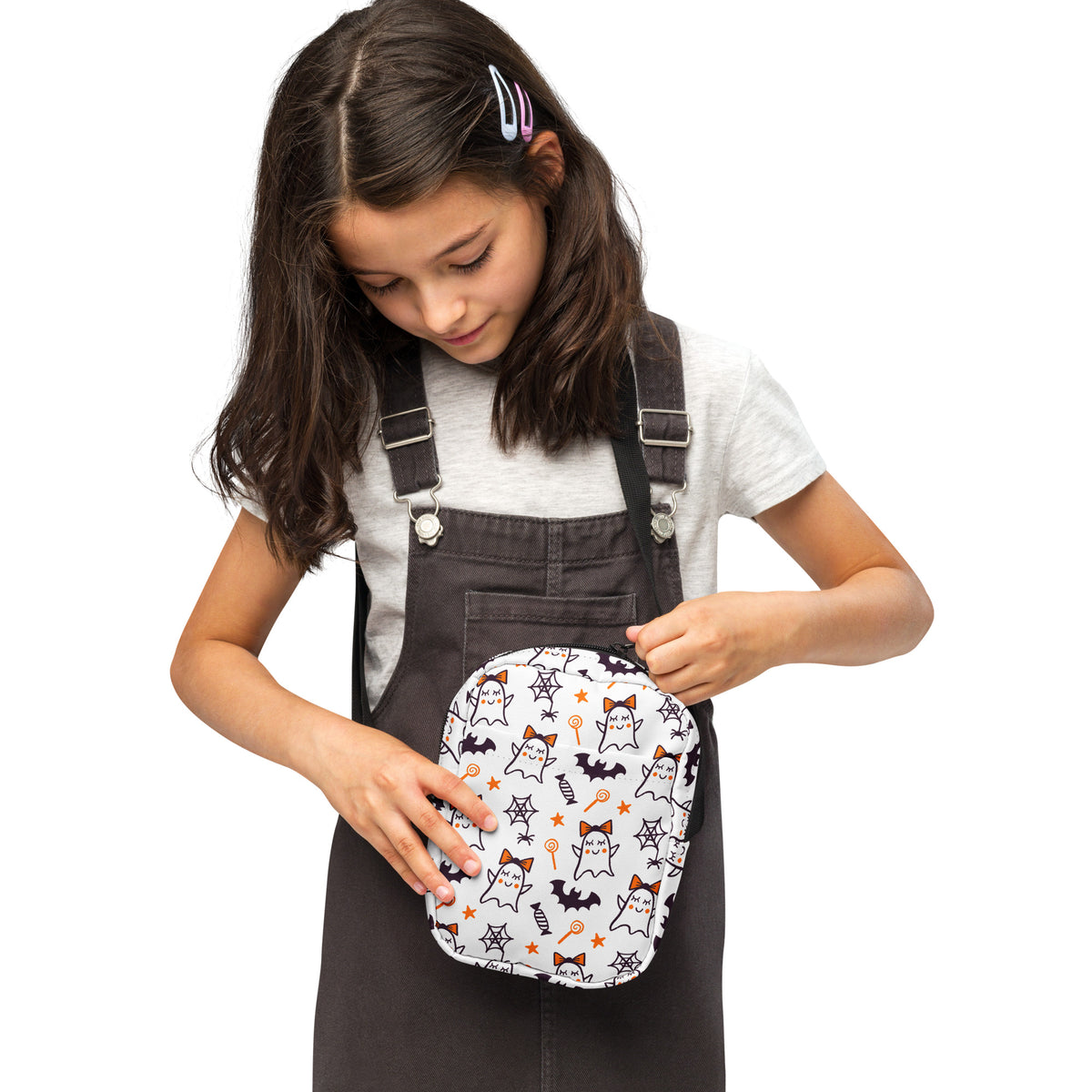 Girls Cute Ghost Halloween Crossbody Bag – Water Resistant Mini Purse With Adjustable Strap & Pockets