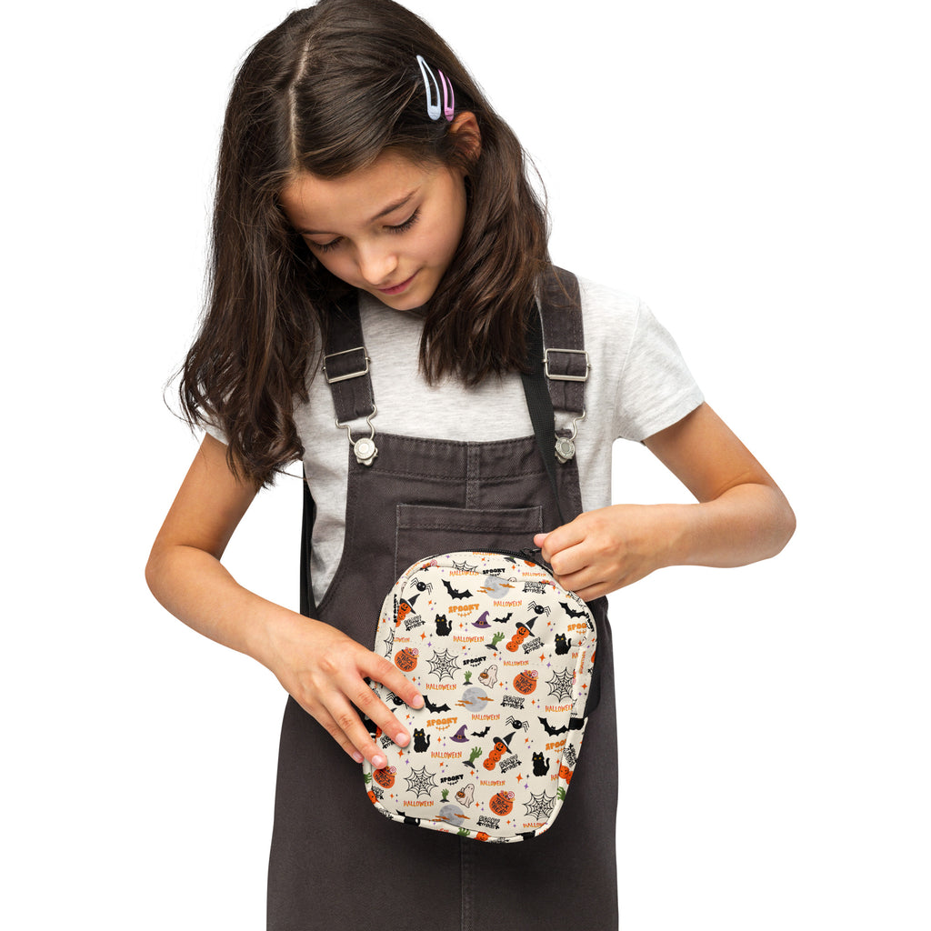 Girls Halloween Icons Crossbody Bag – Water Resistant Mini Purse With Adjustable Strap & Pockets