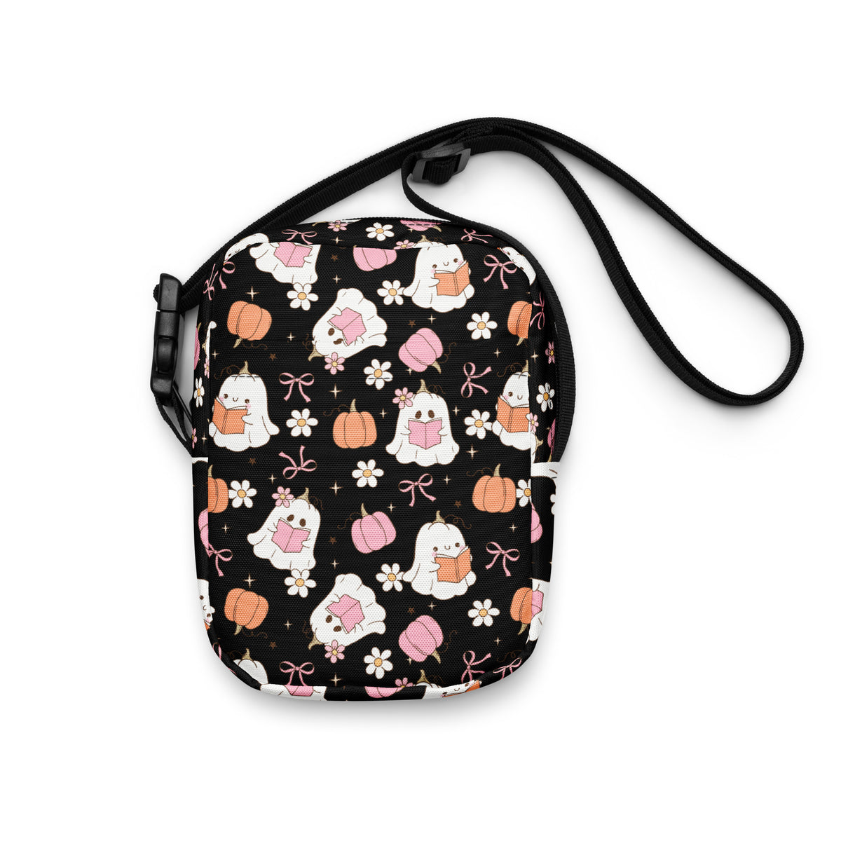 Reading Ghost Halloween Crossbody Bag – Water Resistant Mini Purse With Adjustable Strap & Pockets