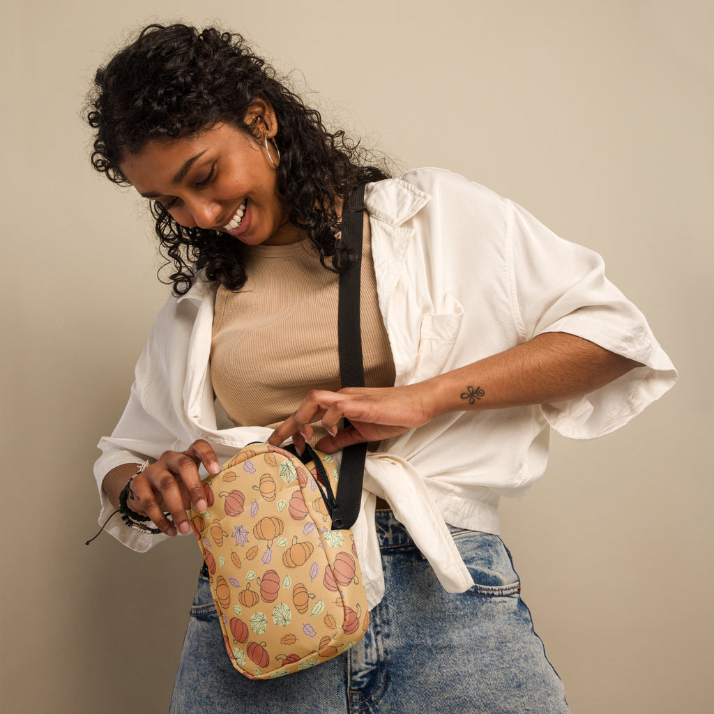 Pumpkin Fall Crossbody Bag – Water Resistant Mini Purse With Adjustable Strap & Pockets