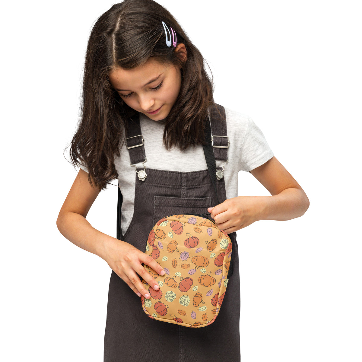 Girls Pumpkin Fall Crossbody Bag – Water Resistant Mini Purse With Adjustable Strap & Pockets