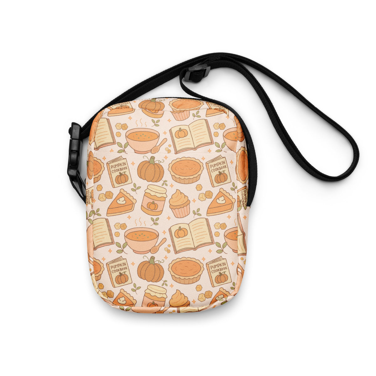 Pumpkin Pie Themed Crossbody Bag – Water Resistant Mini Purse With Adjustable Strap & Pockets