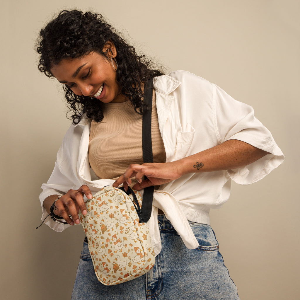 Fall Goose Crossbody Bag – Water Resistant Mini Purse With Adjustable Strap & Pockets