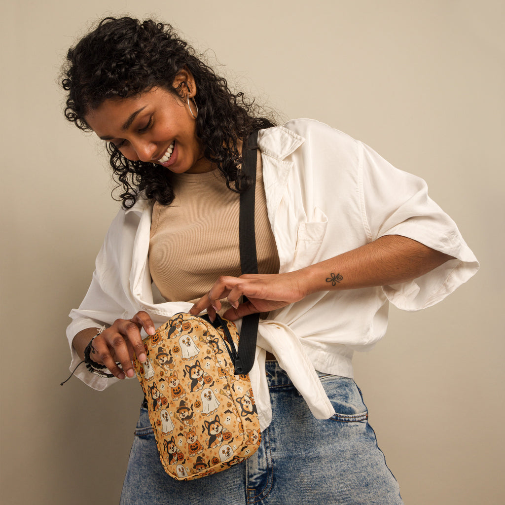 Halloween Corgi Dog Crossbody Bag – Water Resistant Mini Purse With Adjustable Strap & Pockets