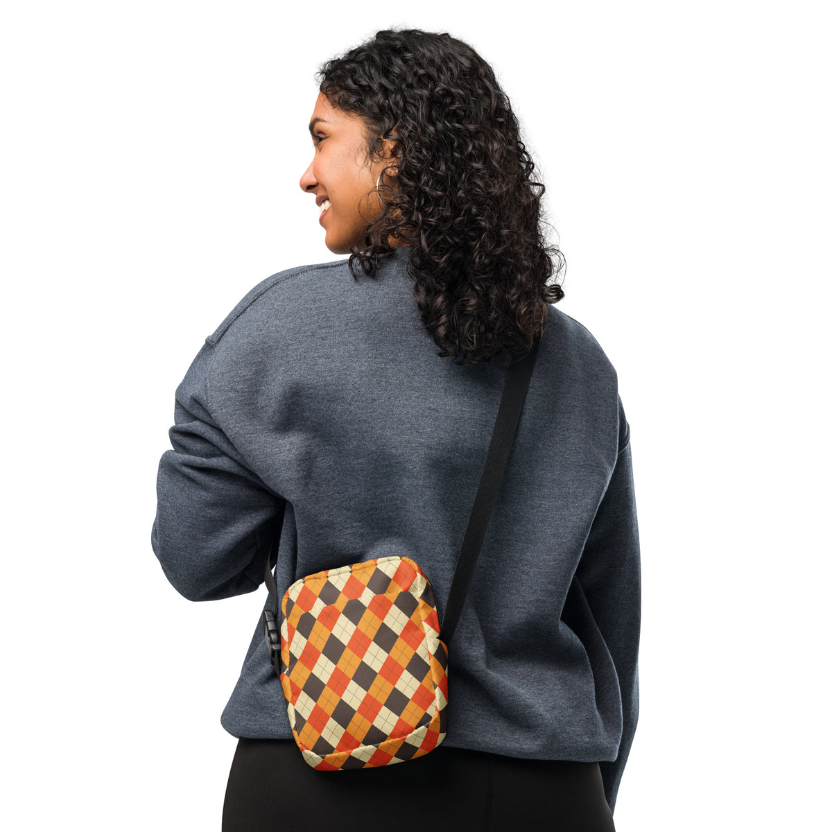 Fall Argyle Crossbody Bag – Water Resistant Mini Purse With Adjustable Strap & Pockets