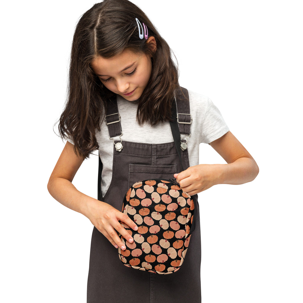 Girls Pumpkin Patch Crossbody Bag – Water Resistant Mini Purse With Adjustable Strap & Pockets