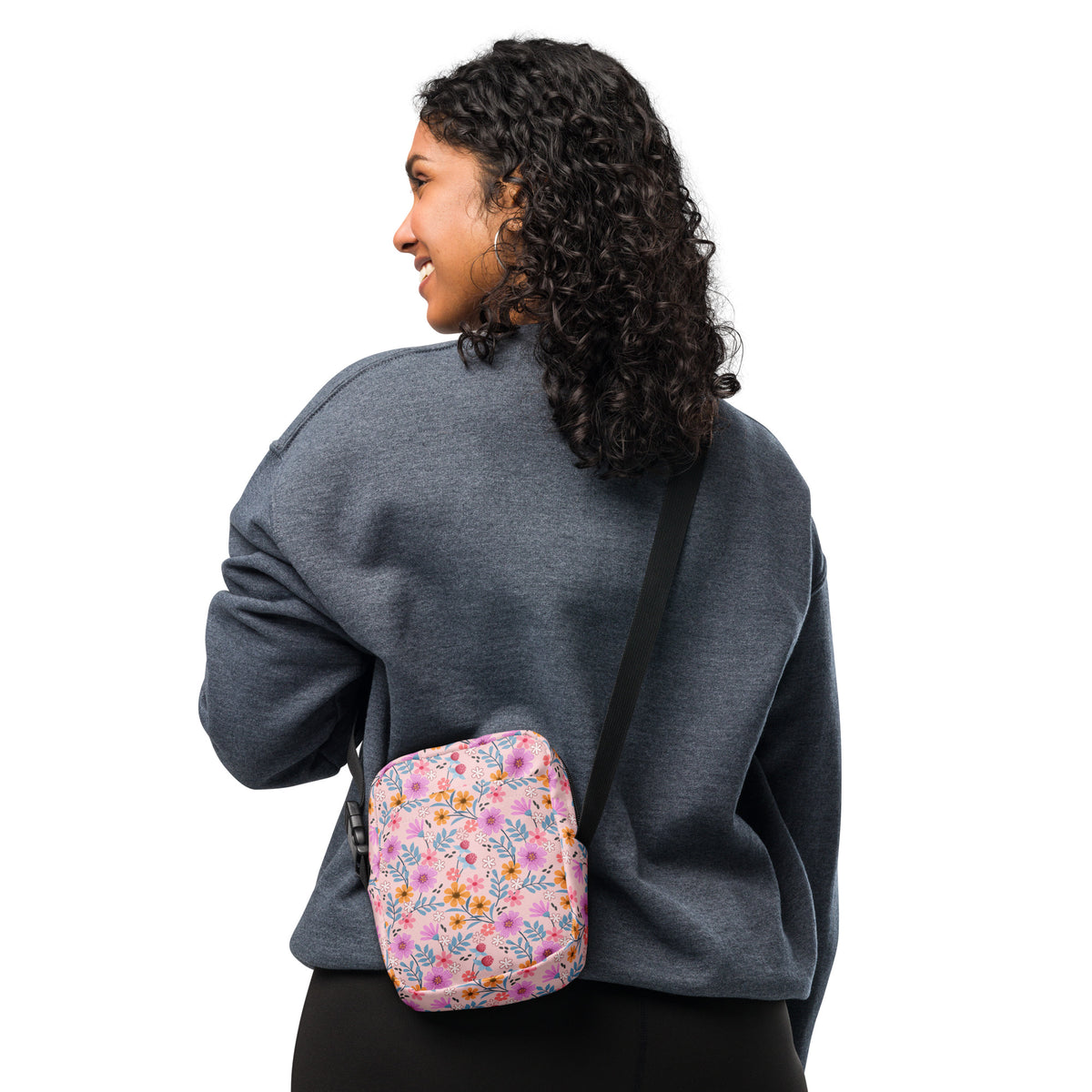Pink Floral Crossbody Bag – Water Resistant Mini Purse With Adjustable Strap & Pockets