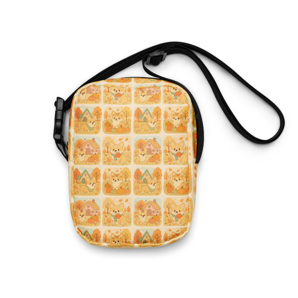 Fall Corgi Crossbody Bag – Water Resistant Mini Purse With Adjustable Strap & Pockets