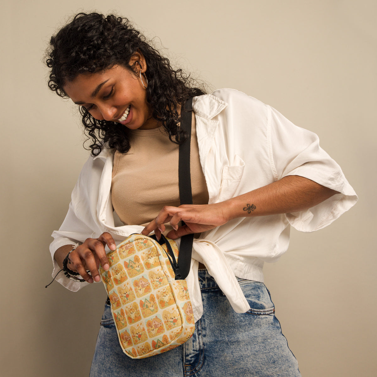 Fall Corgi Crossbody Bag – Water Resistant Mini Purse With Adjustable Strap & Pockets