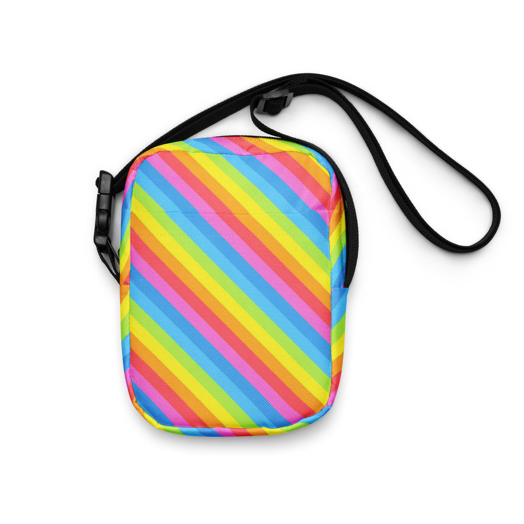 Rainbow Stripe Crossbody Bag – Water Resistant Mini Purse With Adjustable Strap & Pockets