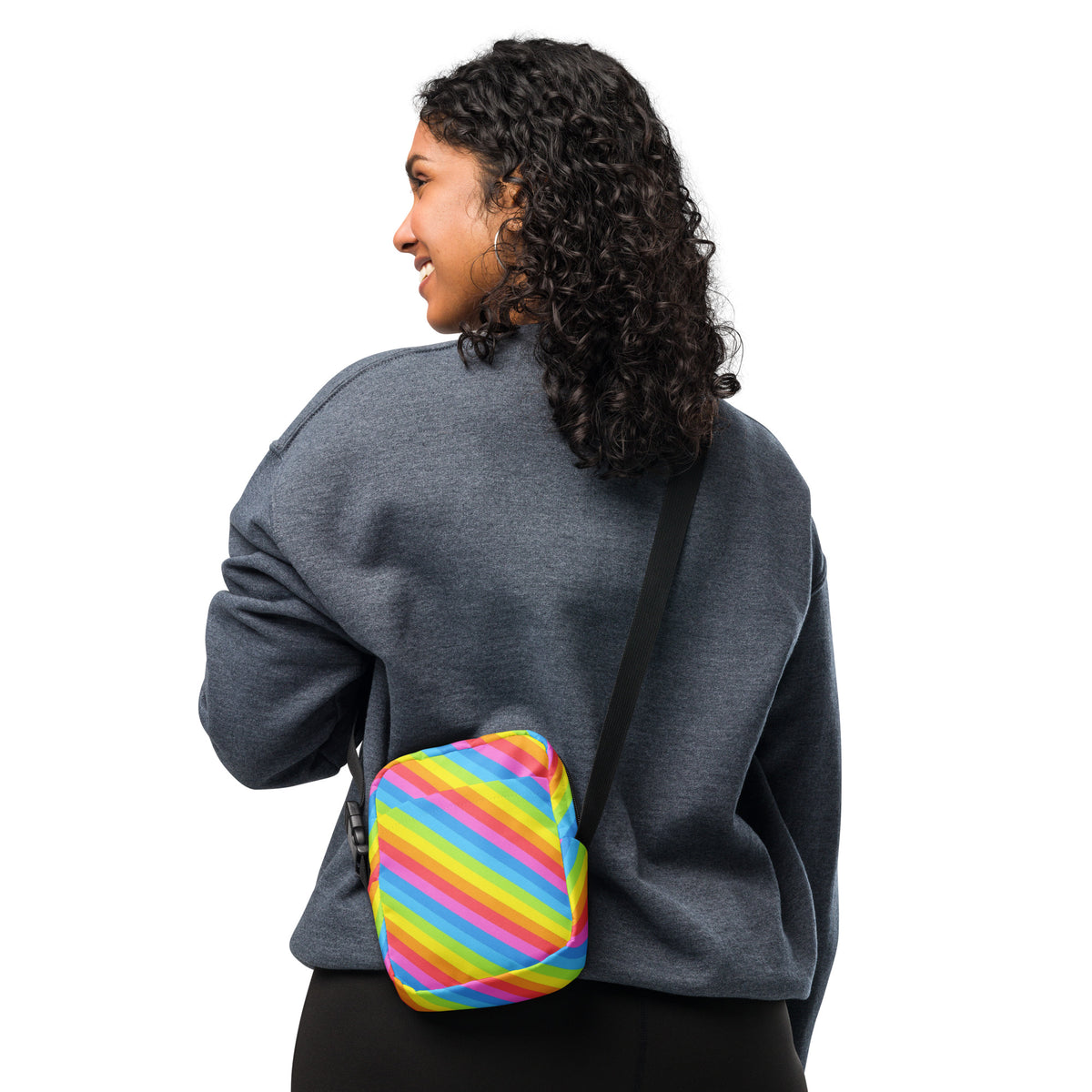Rainbow Stripe Crossbody Bag – Water Resistant Mini Purse With Adjustable Strap & Pockets