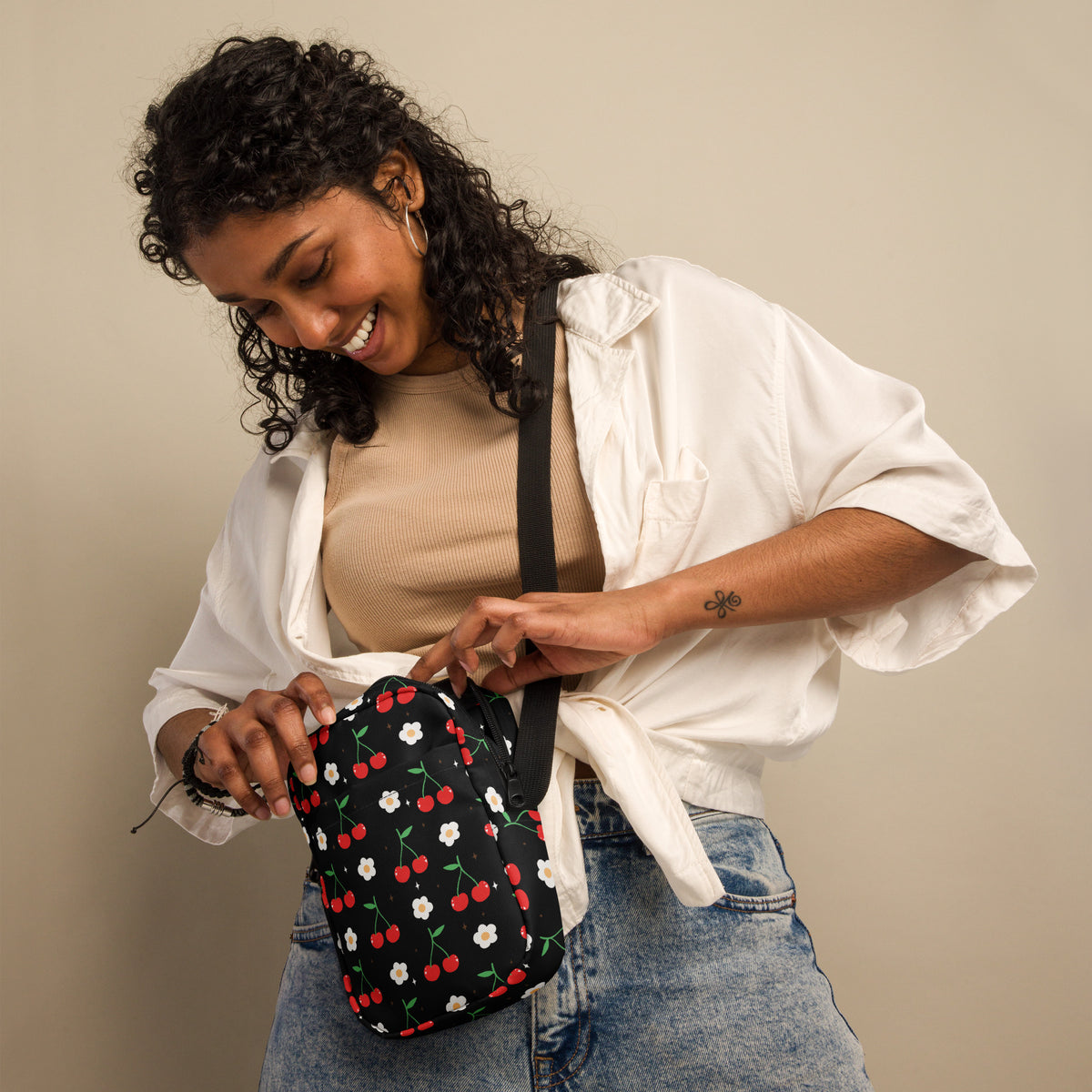 Cherry Crossbody Bag – Water Resistant Mini Purse With Adjustable Strap & Pockets