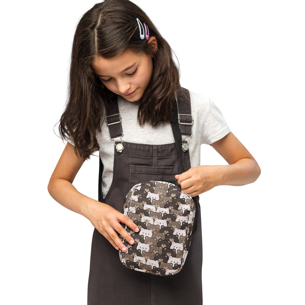 Girls Bear Face Crossbody Bag – Water Resistant Mini Purse With Adjustable Strap & Pockets