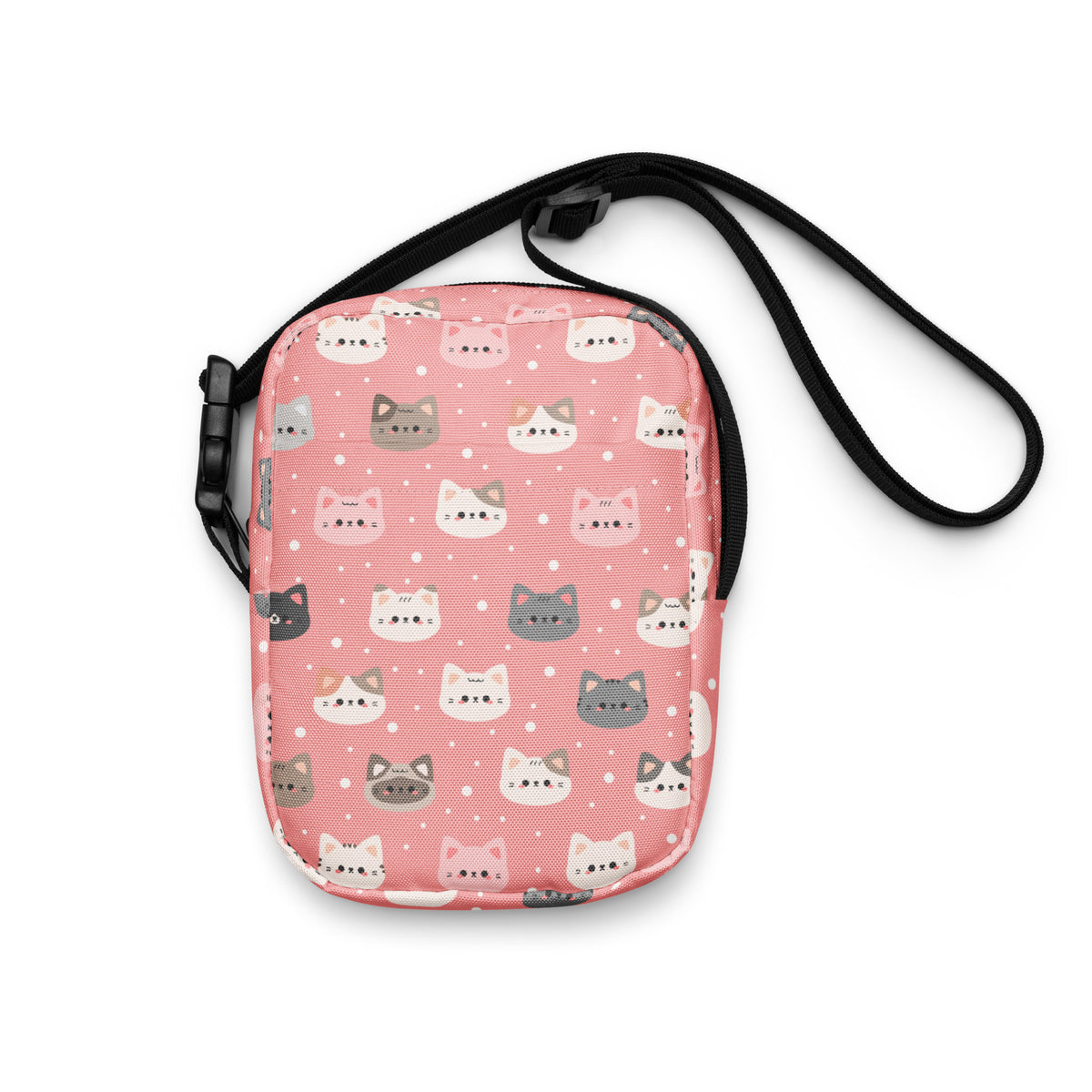 Pink Cat Crossbody Bag – Water Resistant Mini Purse With Adjustable Strap & Pockets