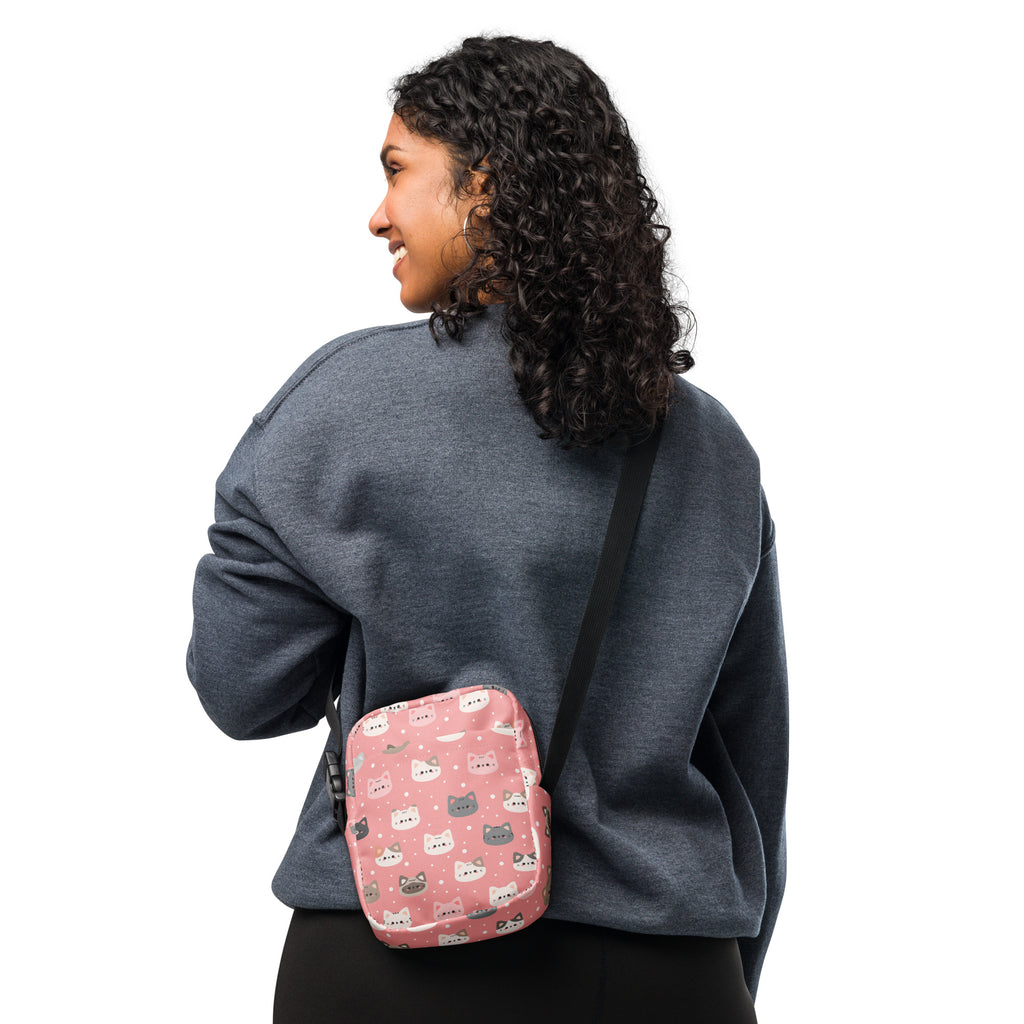 Pink Cat Crossbody Bag – Water Resistant Mini Purse With Adjustable Strap & Pockets