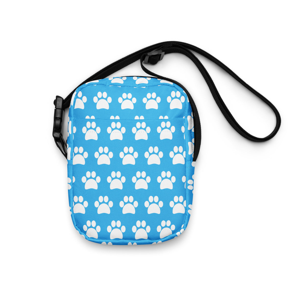 Sky Blue Paw Print Crossbody Bag – Water Resistant Mini Purse With Adjustable Strap & Pockets