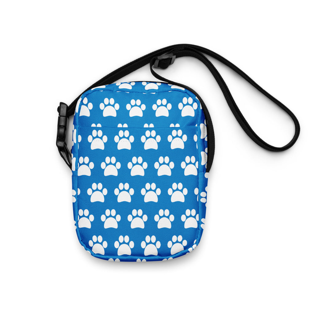Royal Blue Paw Print Crossbody Bag – Water Resistant Mini Purse With Adjustable Strap & Pockets
