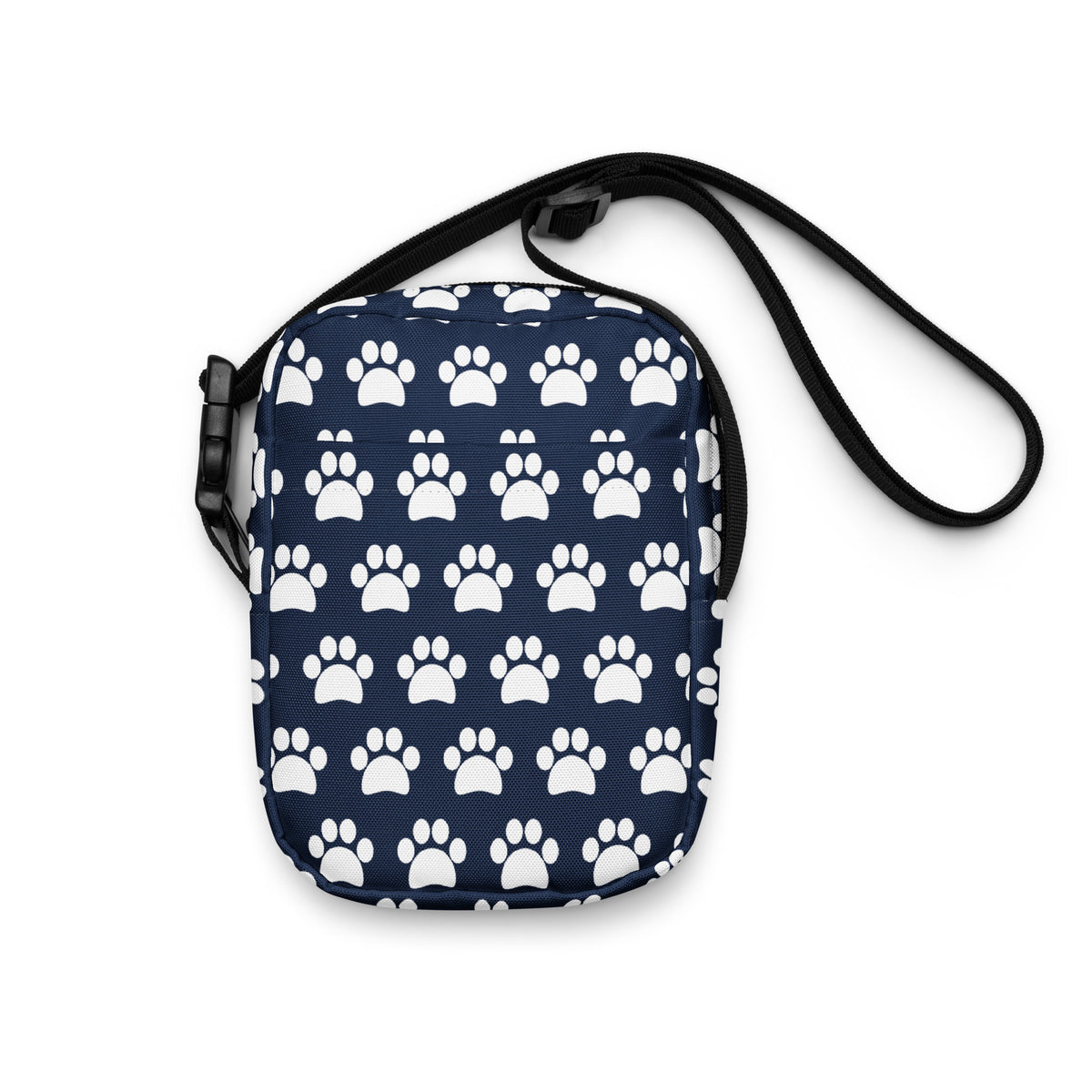 Navy Blue Paw Print Crossbody Bag – Water Resistant Mini Purse With Adjustable Strap & Pockets