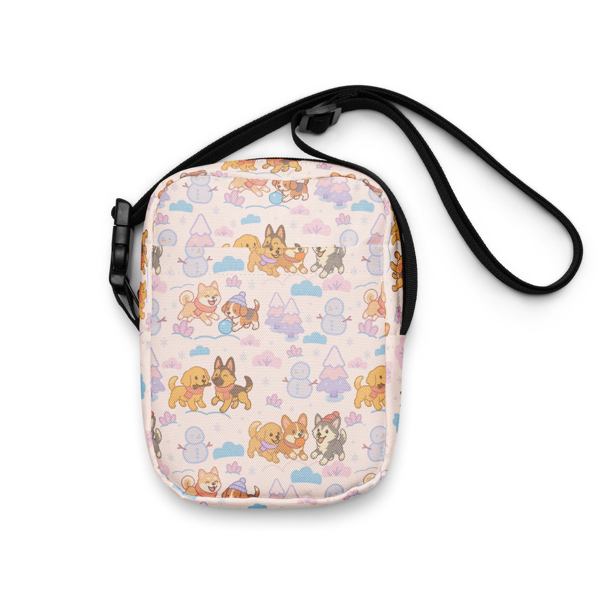 Winter Dogs Crossbody Bag – Water Resistant Mini Purse With Adjustable Strap & Pockets