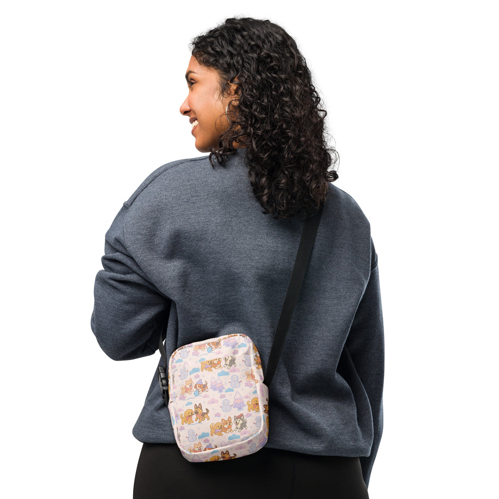 Winter Dogs Crossbody Bag – Water Resistant Mini Purse With Adjustable Strap & Pockets