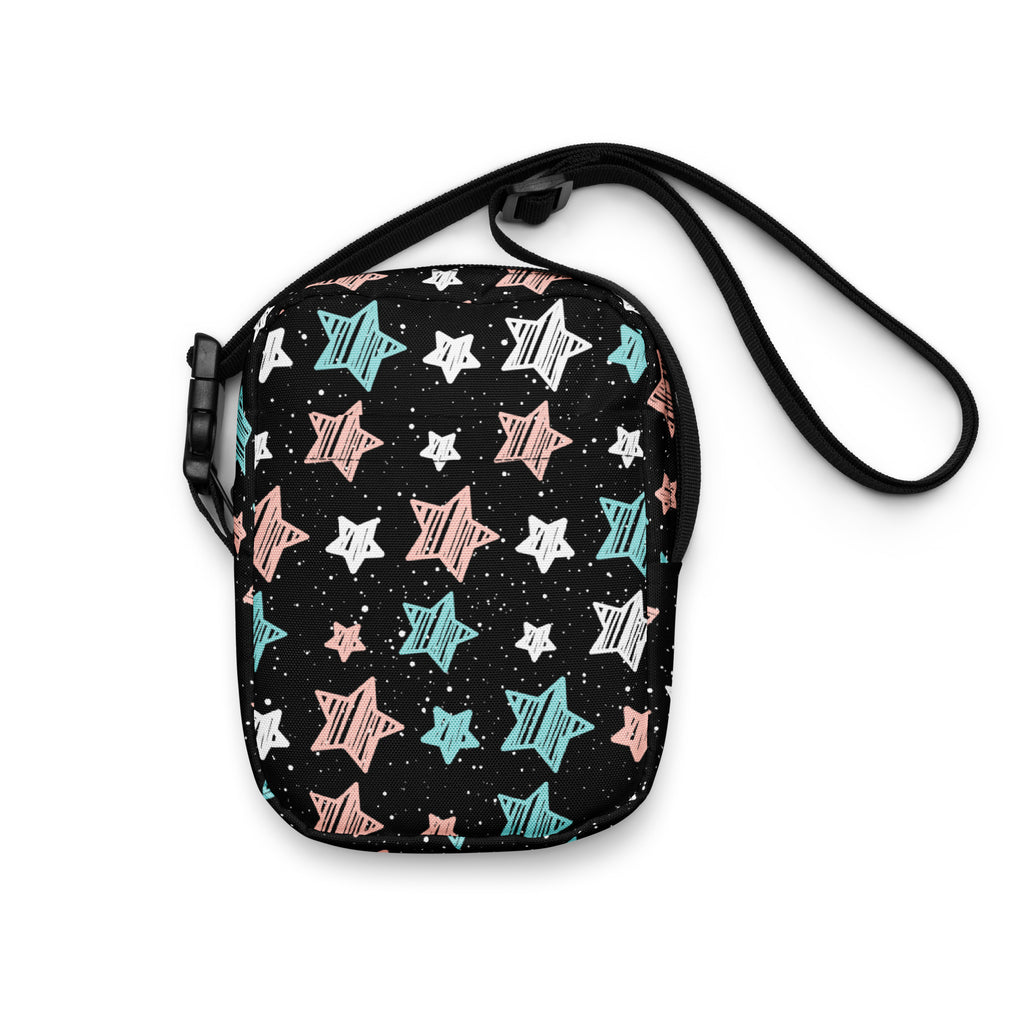 Colorful Doodle Star Crossbody Bag – Water Resistant Mini Purse With Adjustable Strap & Pockets