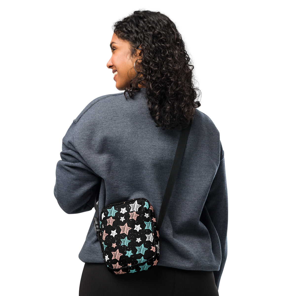 Colorful Doodle Star Crossbody Bag – Water Resistant Mini Purse With Adjustable Strap & Pockets