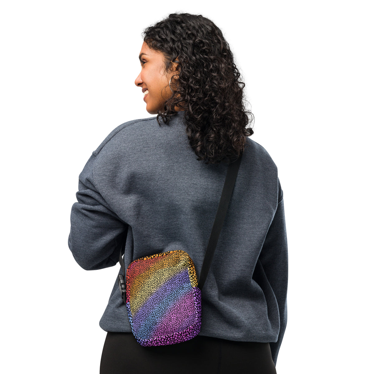 Rainbow Leopard Print Crossbody Bag – Water Resistant Mini Purse With Adjustable Strap & Pockets
