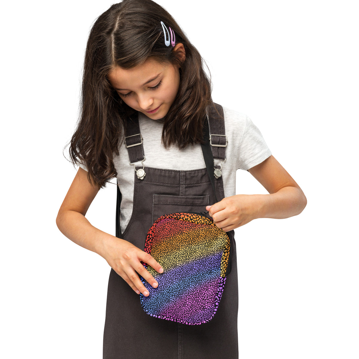 Girls Rainbow Leopard Print Crossbody Bag – Water Resistant Mini Purse With Adjustable Strap & Pockets