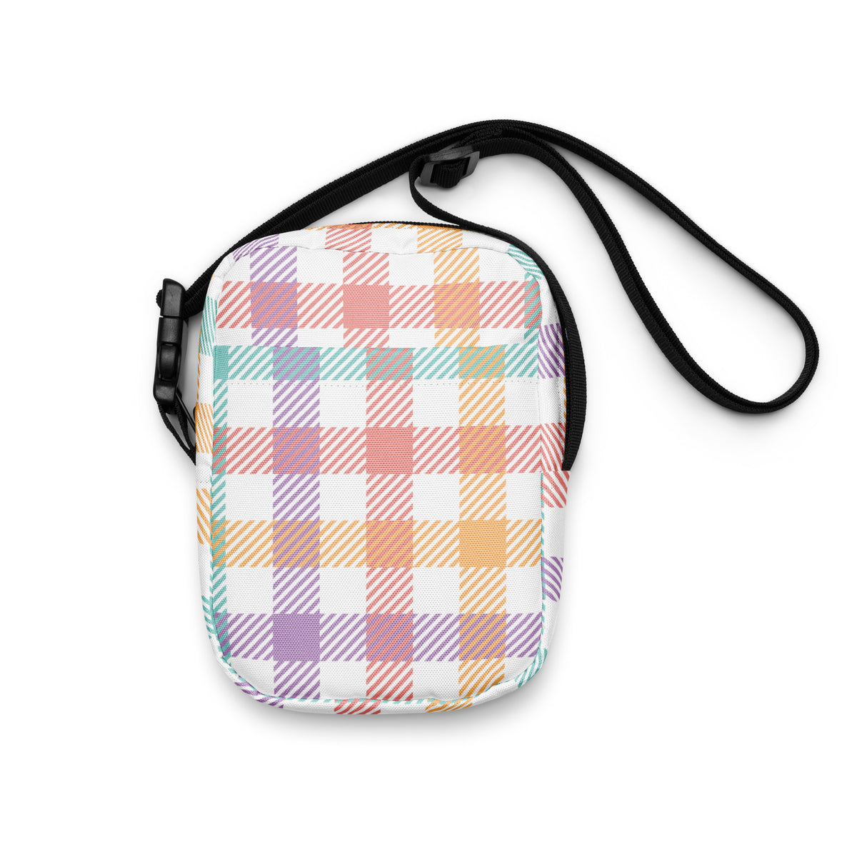 Colorful Plaid Crossbody Bag – Water Resistant Mini Purse With Adjustable Strap & Pockets