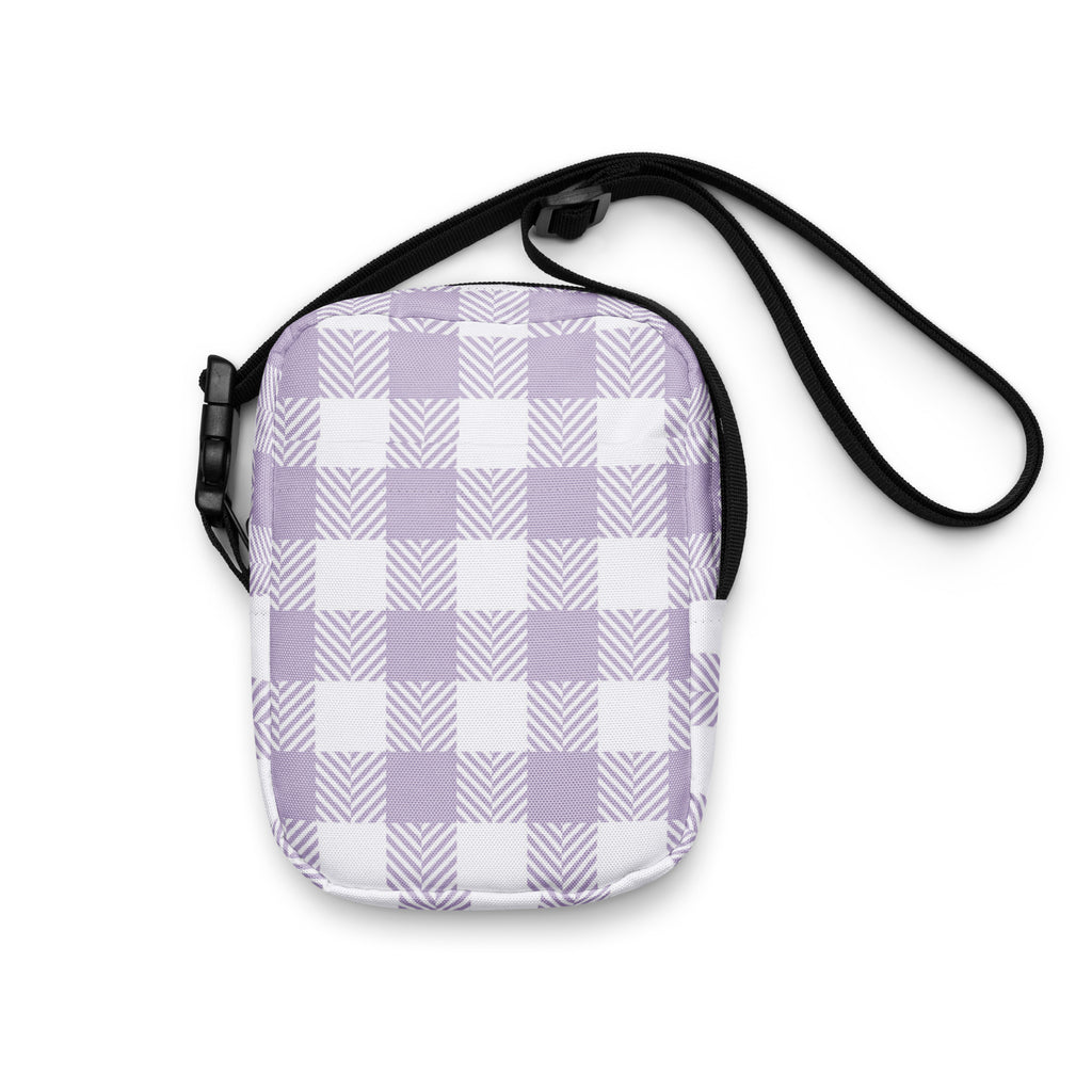 Girls Lavender Gingham Crossbody Bag – Water Resistant Mini Purse With Adjustable Strap & Pockets