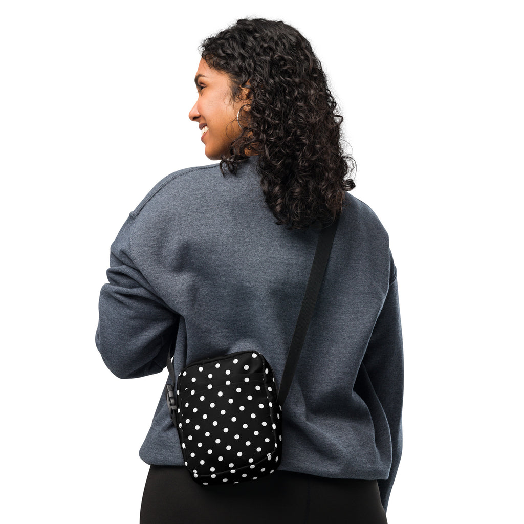 Black Polka Dot Crossbody Bag – Water Resistant Mini Purse With Adjustable Strap & Pockets