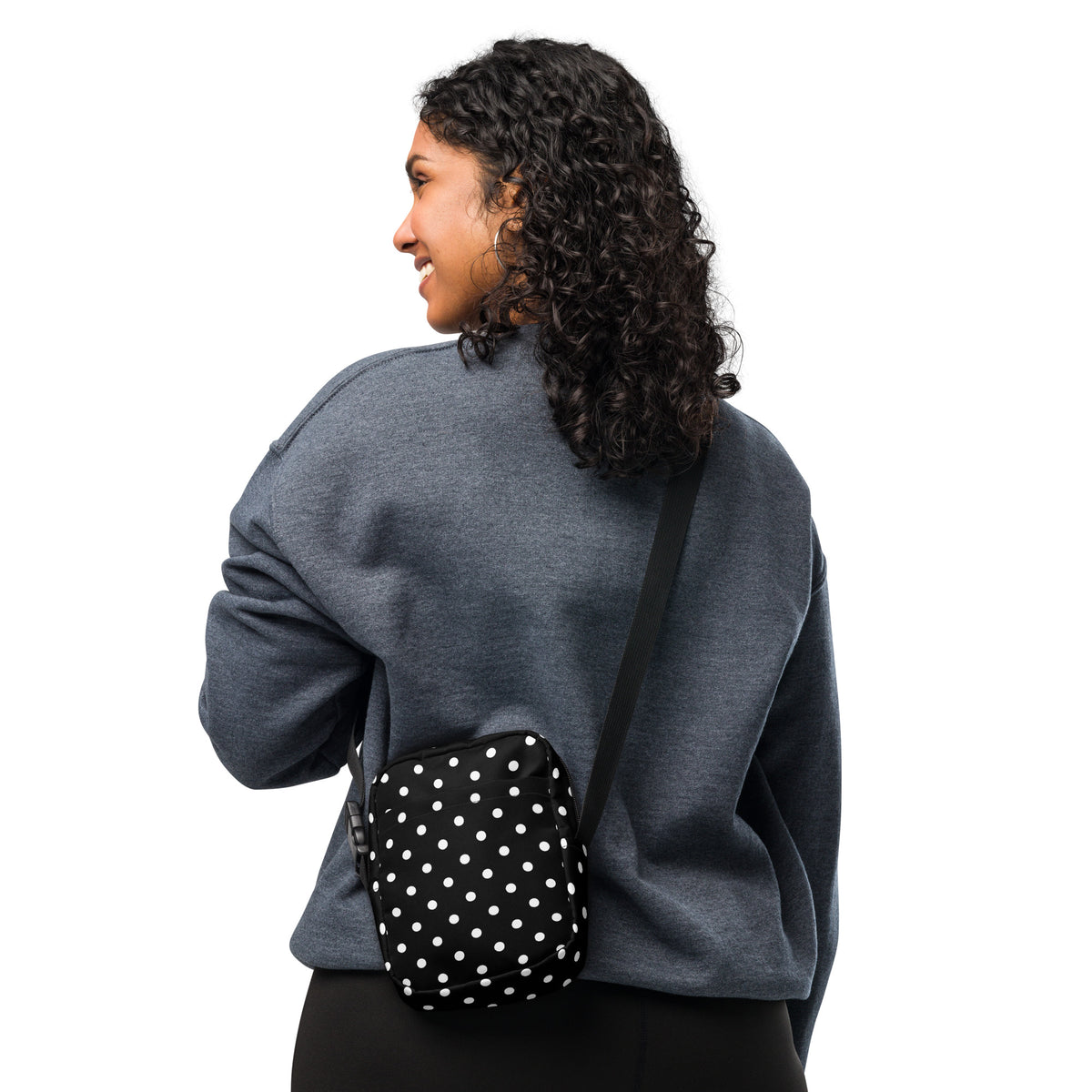 Black Polka Dot Crossbody Bag – Water Resistant Mini Purse With Adjustable Strap & Pockets