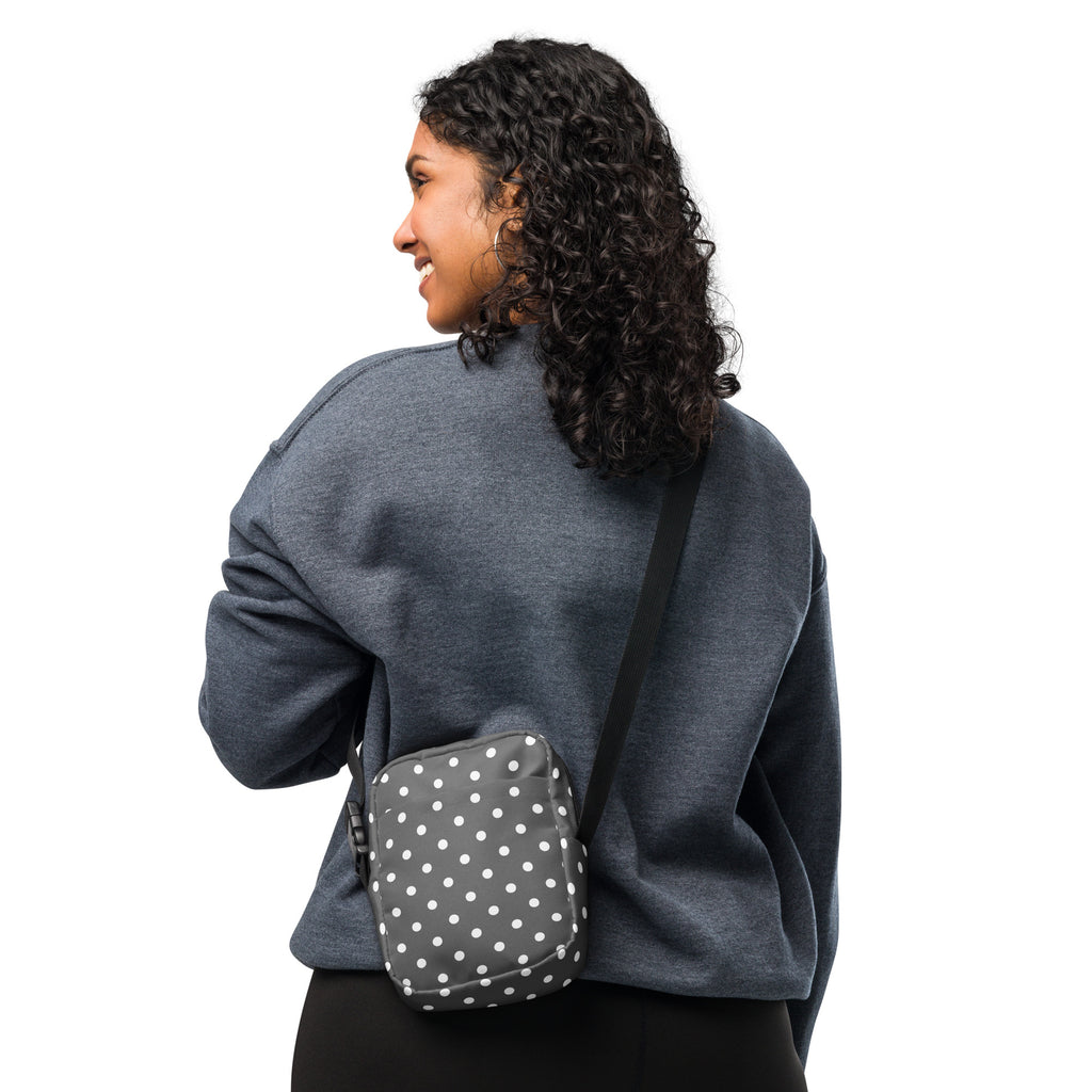 Gray Polka Dot Crossbody Bag – Water Resistant Mini Purse With Adjustable Strap & Pockets