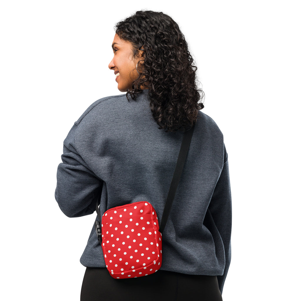 Red Polka Dot Crossbody Bag – Water Resistant Mini Purse With Adjustable Strap & Pockets