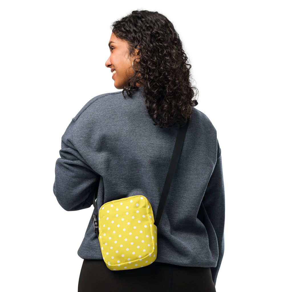 Yellow Polka Dot Crossbody Bag – Water Resistant Mini Purse With Adjustable Strap & Pockets