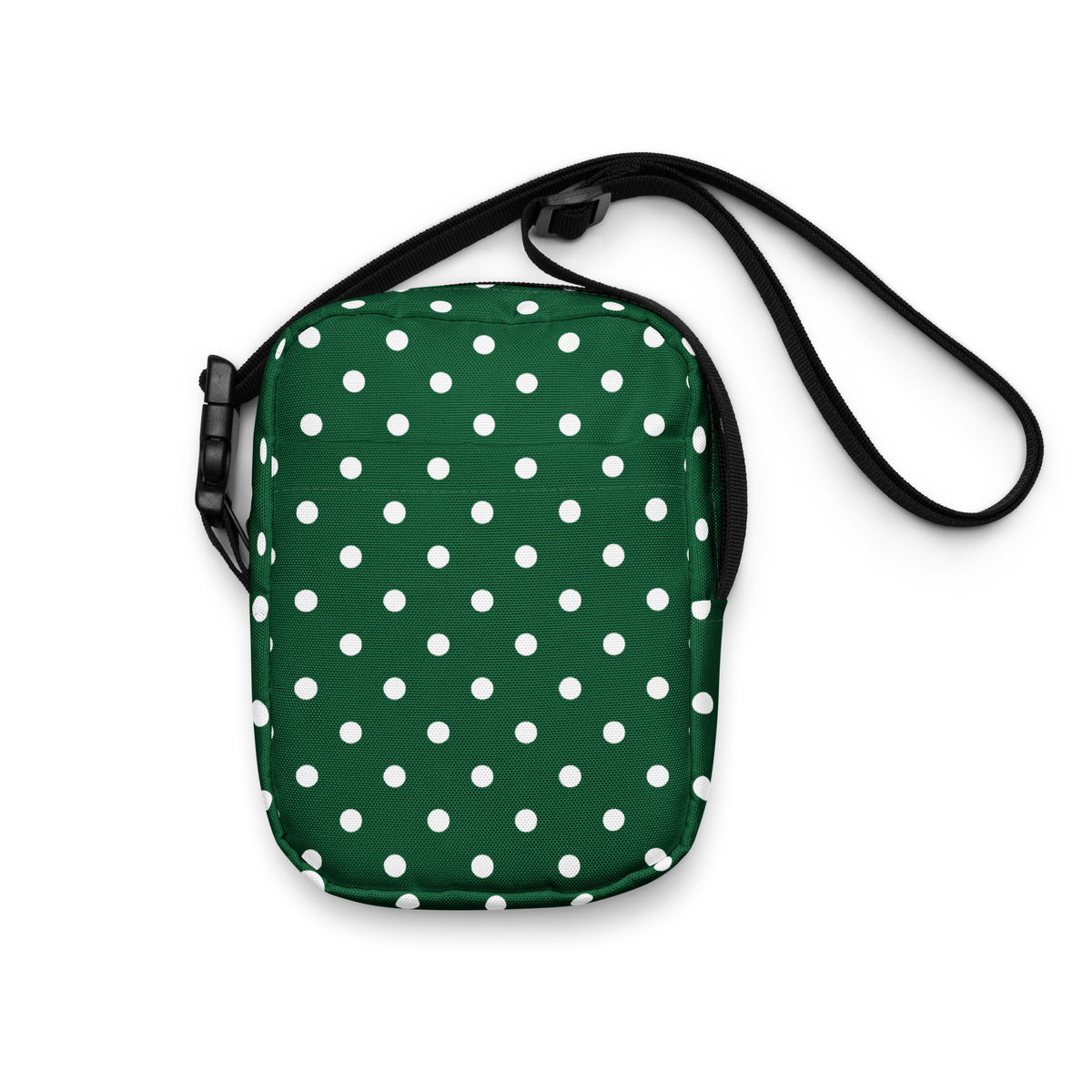 Forest Green Polka Dot Crossbody Bag – Water Resistant Mini Purse With Adjustable Strap & Pockets