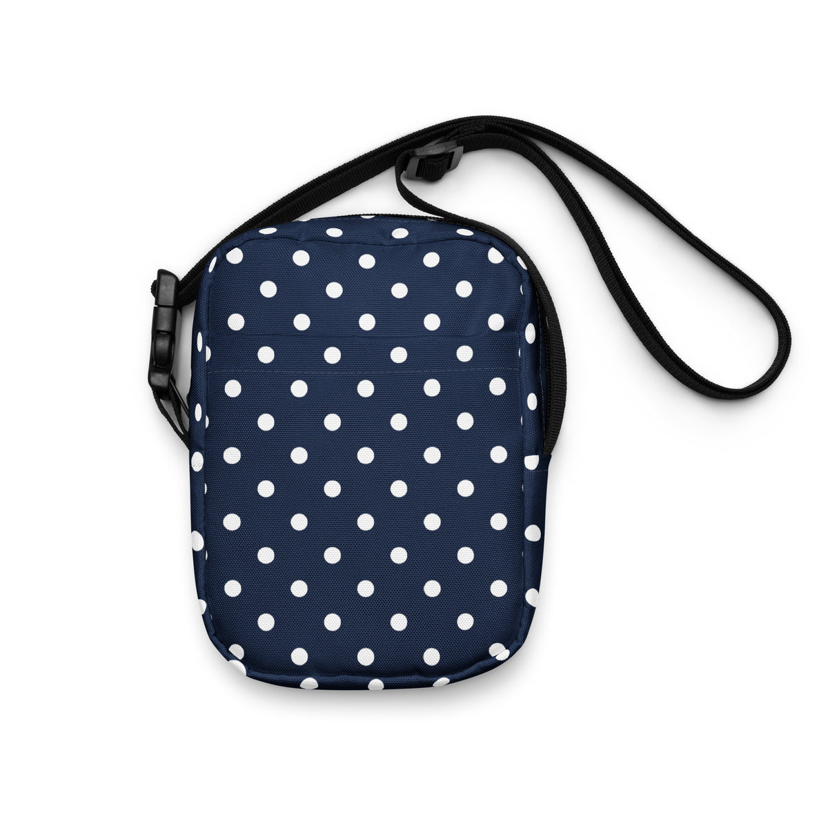 Navy Blue Polka Dot Crossbody Bag – Water Resistant Mini Purse With Adjustable Strap & Pockets