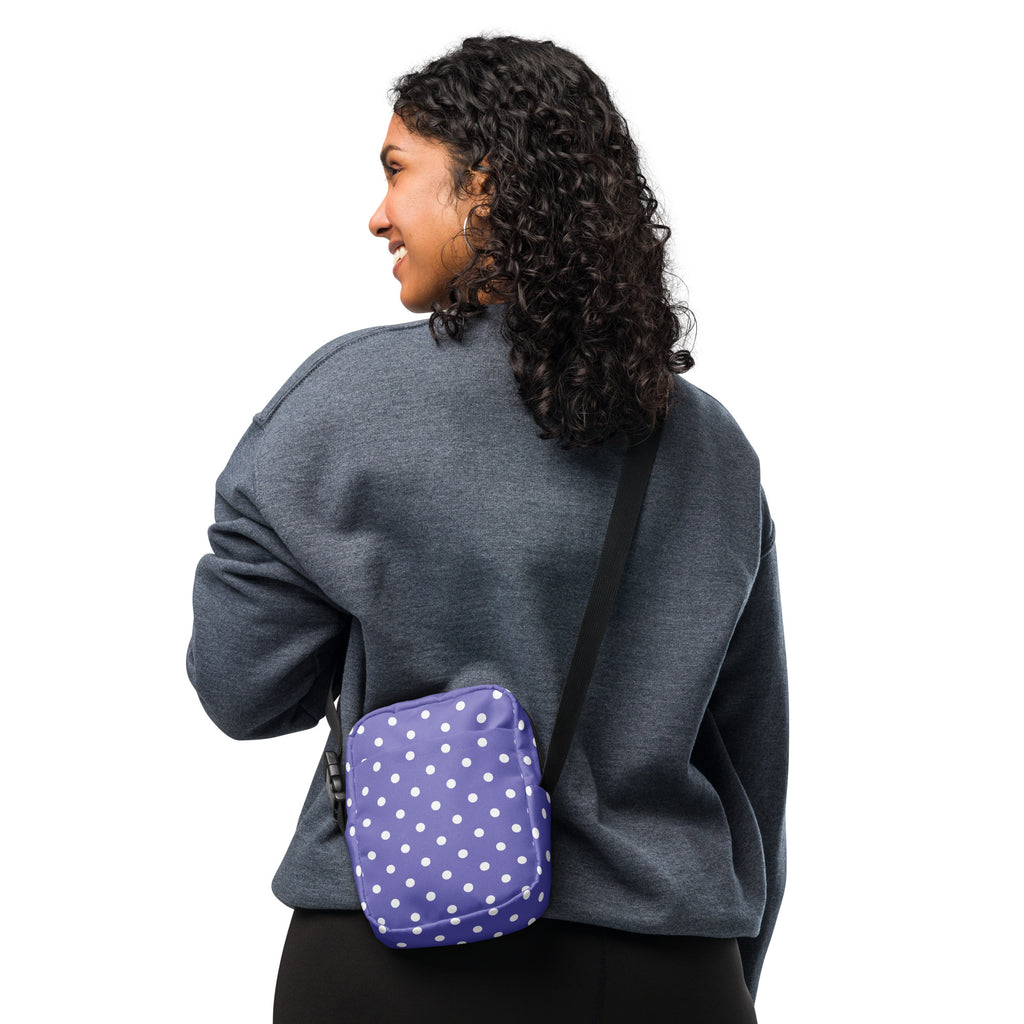 Purple Polka Dot Crossbody Bag – Water Resistant Mini Purse With Adjustable Strap & Pockets