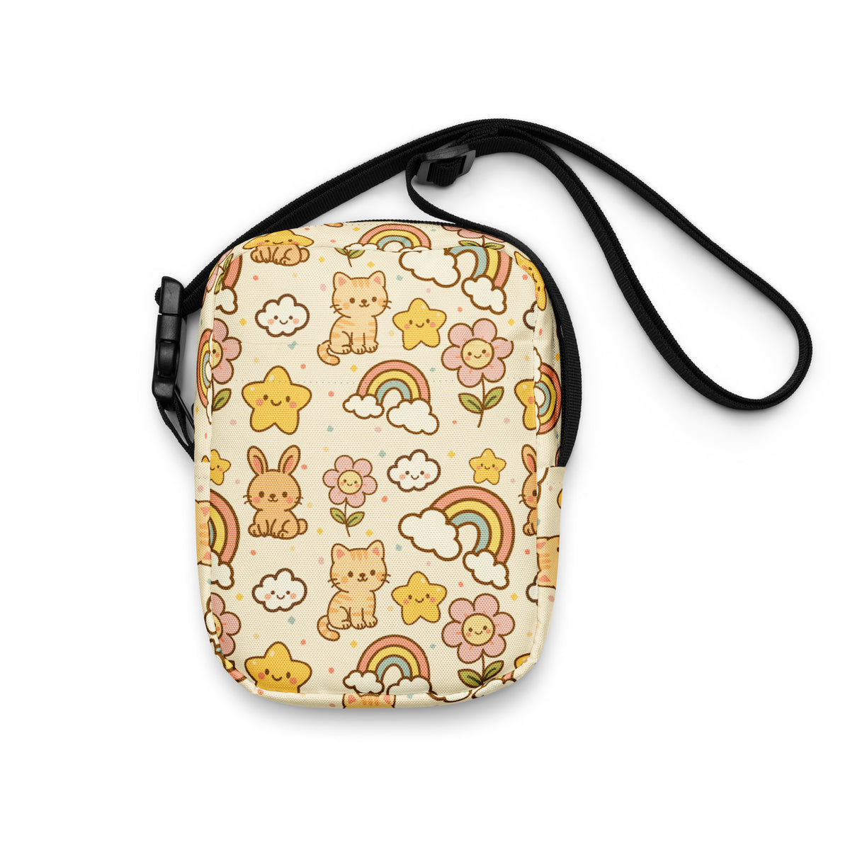 Girls Cute Cat Rainbow Crossbody Bag – Water Resistant Mini Purse With Adjustable Strap & Pockets