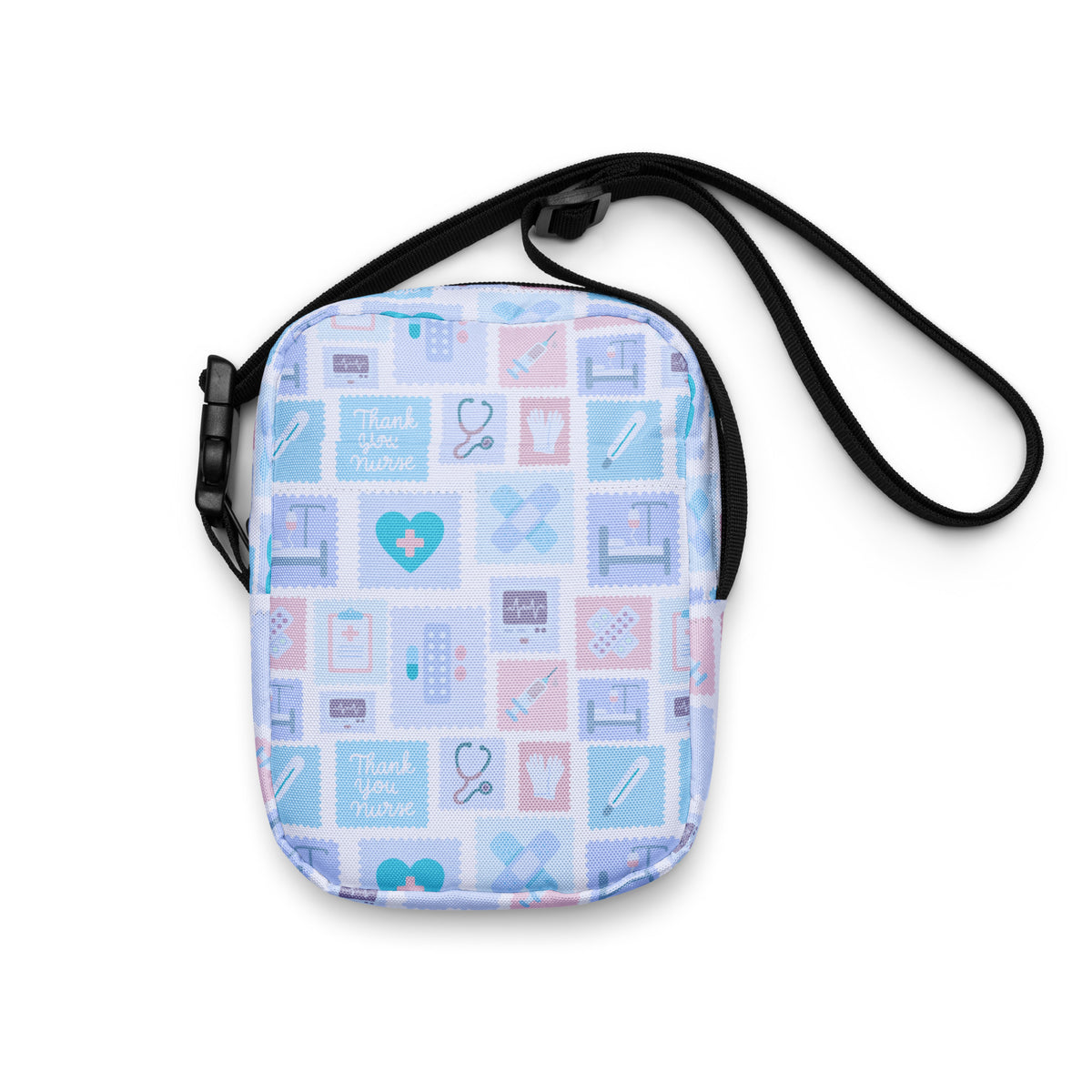 Blue Nurse Icon Crossbody Bag – Water Resistant Mini Purse With Adjustable Strap & Pockets