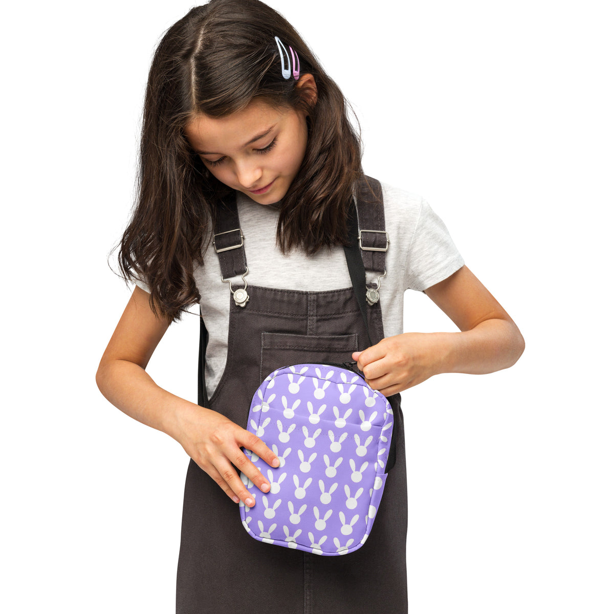 Girls Purple Bunny Crossbody Bag – Water Resistant Mini Purse With Adjustable Strap & Pockets