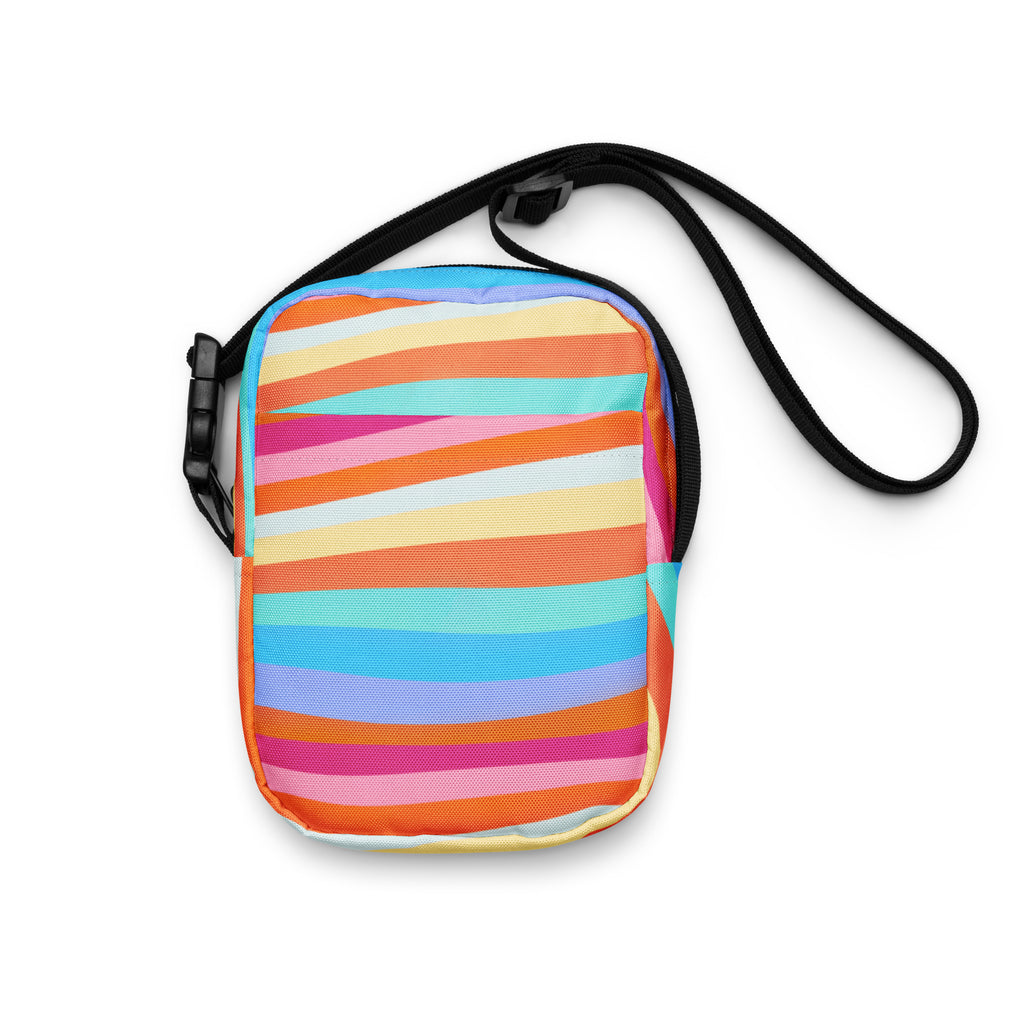 Colorful Sand Striped Crossbody Bag – Water Resistant Mini Purse With Adjustable Strap & Pockets