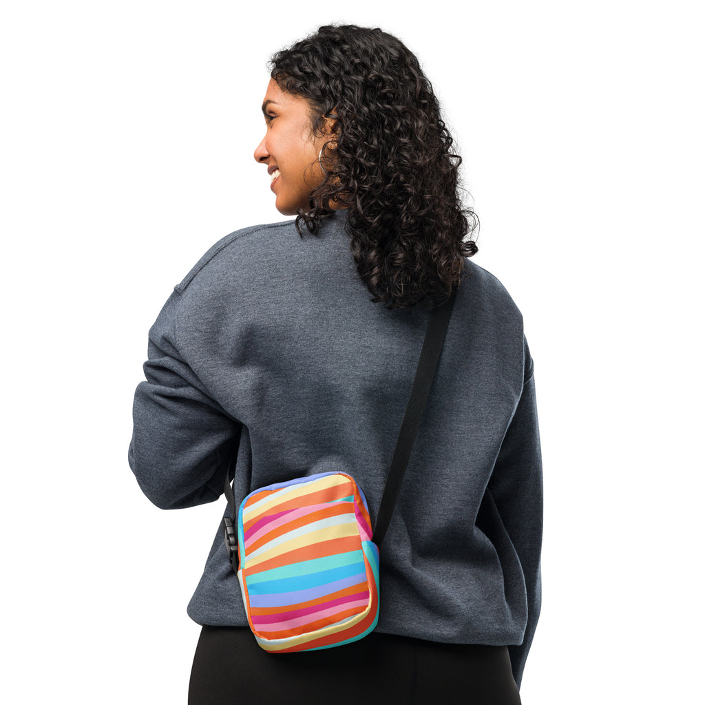 Colorful Sand Striped Crossbody Bag – Water Resistant Mini Purse With Adjustable Strap & Pockets