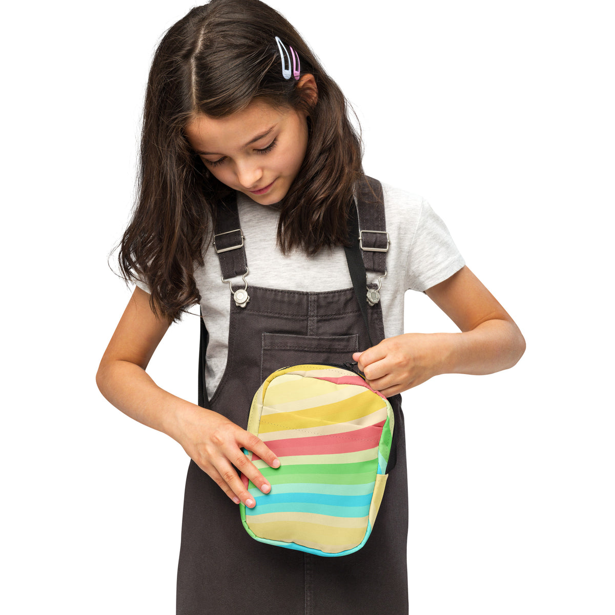 Girls Summer Beach Stripe Crossbody Bag – Water Resistant Mini Purse With Adjustable Strap & Pockets