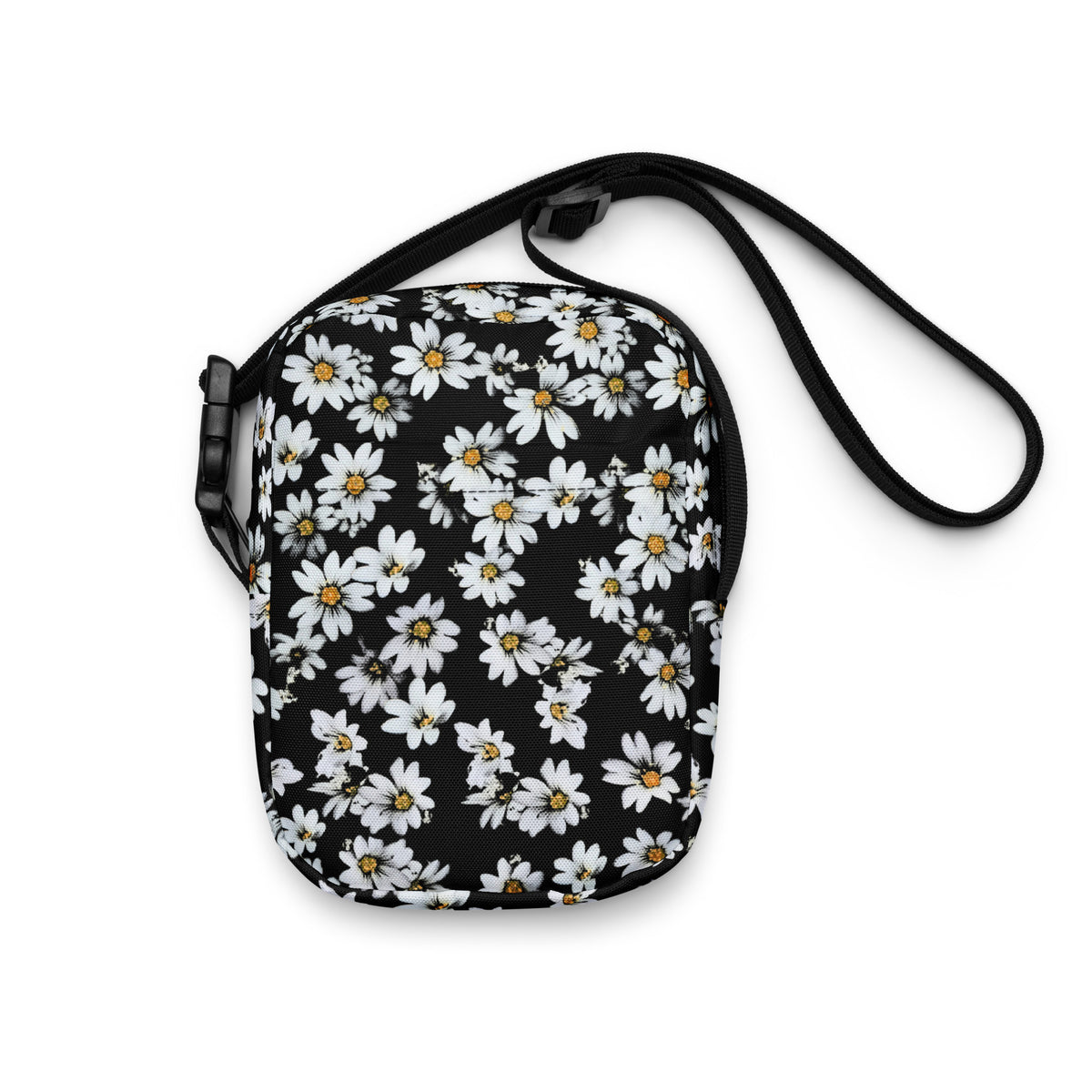 Girls Black Daisy Crossbody Bag – Water Resistant Mini Purse With Adjustable Strap & Pockets