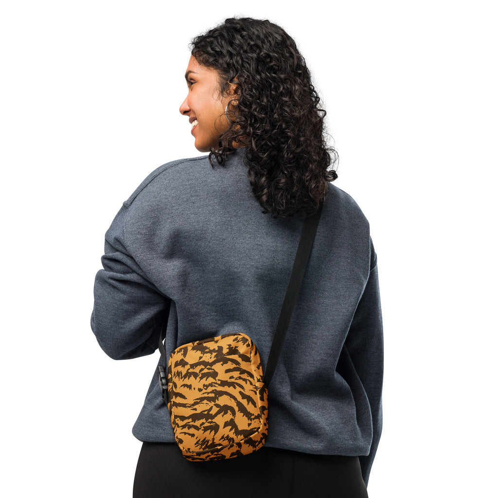 Orange Tiger Stripe Crossbody Bag – Water Resistant Mini Purse With Adjustable Strap & Pockets